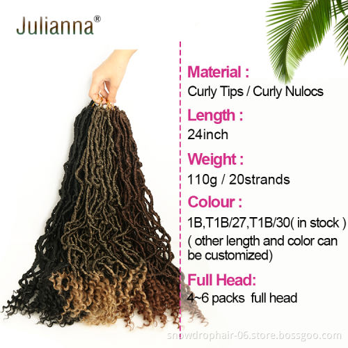 Julianna Crochet Braids Hair Goddess Faux Curly Wavy Tips Synthetic Braid Hair Goddess Locs